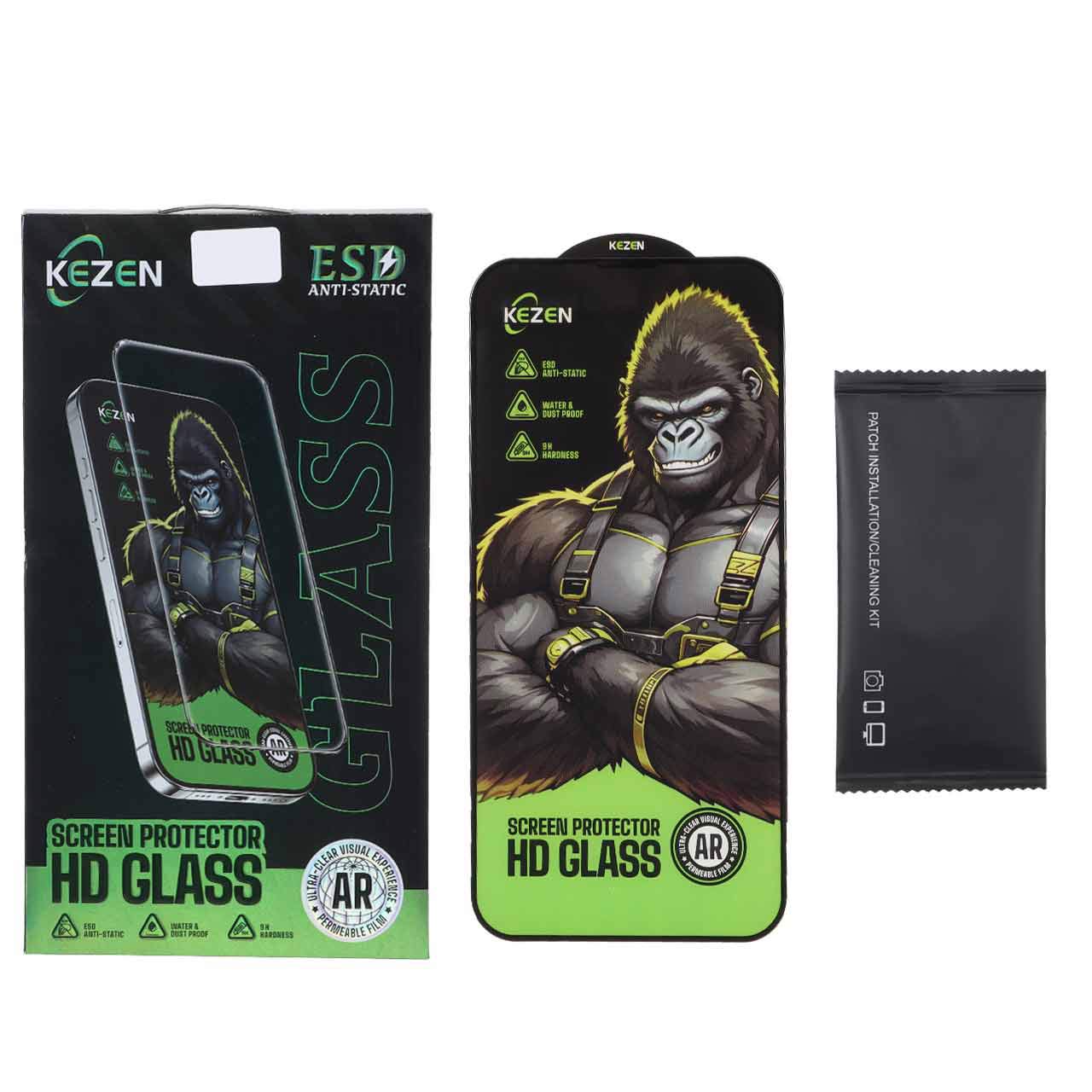محافظ صفحه نمایش شیشه ای Full Cover Kezen Anti Static ESD مدل Apple iPhone 17 Pro (پک دار)